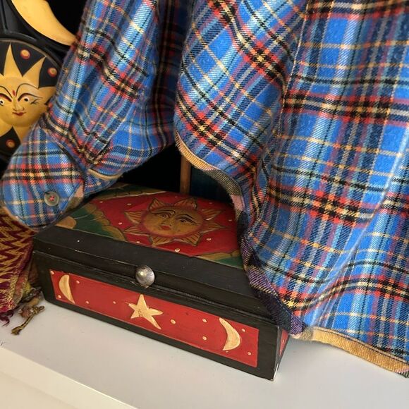 BDG Blue and Orange Boho Plaid Flannel Blouse M - Picture 8 of 15